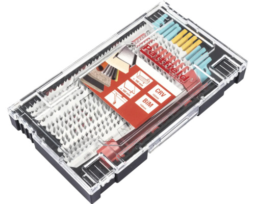 Kit d'accessoires Pattfield Ergo Tools dans une boîte en plastique transparente