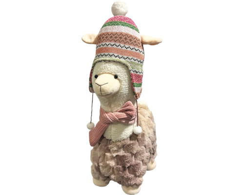 Peluche lama avec bonnet et écharpe
