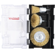 Jeu de brosses métalliques dans une boîte en plastique