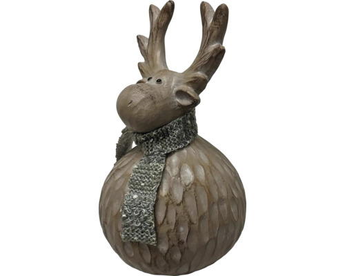 Dekofigur Rentier mit Schal 12.5 x 12.5 x 22.5 cm braun Dekorativer Elch mit Schal für die Weihnachtszeit
