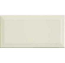 Carrelage mural en grès cérame Facette Metro crème brillant LxLxP 10x20x0.8 cm
