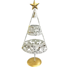 Arbre de Noël décoratif avec étoile, motif perforé et motif de renne