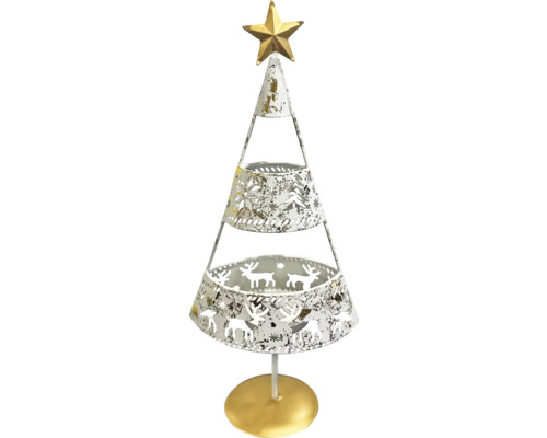Arbre de Noël décoratif avec étoile, motif perforé et motif de renne