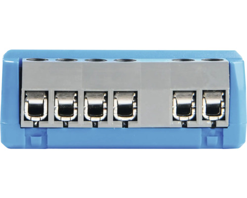 Blauer Reihenklemmenblock mit fünf Anschlüssen