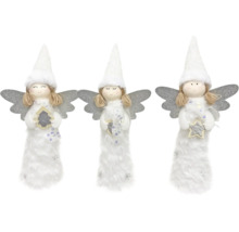 Trois anges décoratifs en peluche avec des ailes