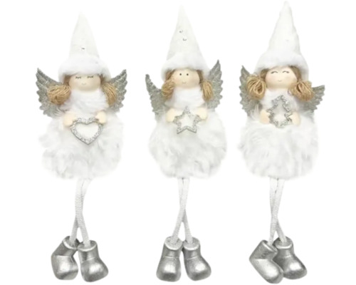Trois anges de Noël comme décoration avec motif de cœur, d''étoile et de sapin