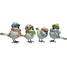Figurines décoratives d''oiseaux avec bonnets et écharpes pour l''intérieur