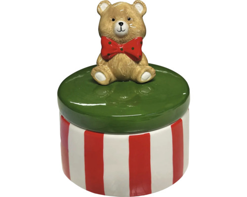 Vorratsdose mit Teddybär-Motiv und Streifen