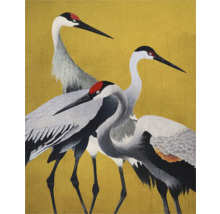 Peinture avec trois grues sur toile