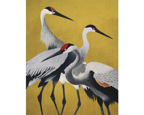 Peinture avec trois grues sur toile