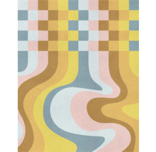 Vinyle à motifs avec motif en damier et lignes ondulées