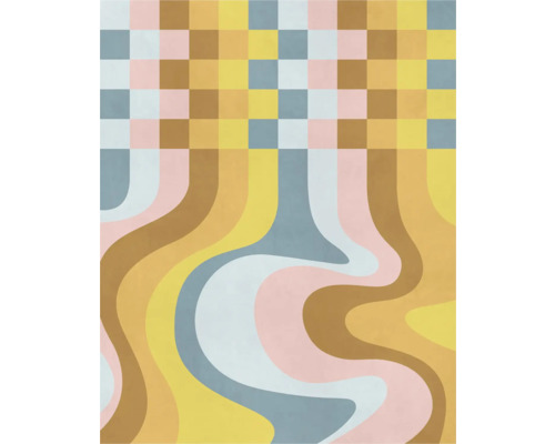 Vinyle à motifs avec motif en damier et lignes ondulées