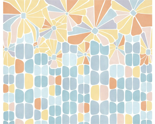 Motif graphique avec des fleurs et des formes géométriques