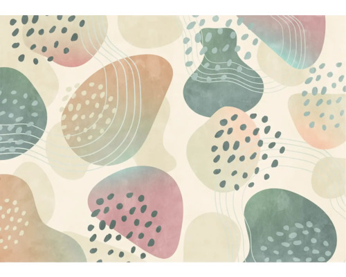 Papier peint abstrait avec des formes organiques et un motif de points
