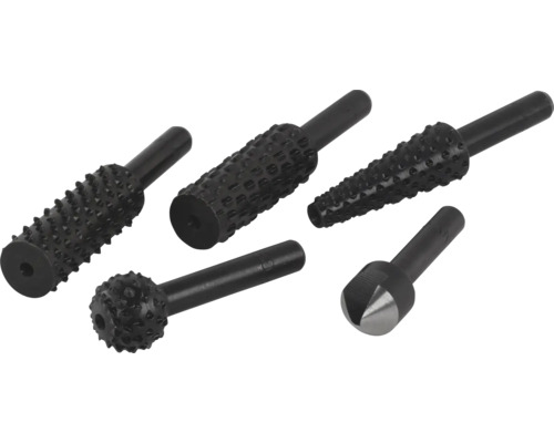 Wolfcraft Set de râpes et fraises, 5 pcs acier Wolfram pour le bois
