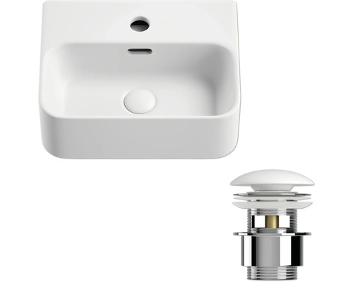 Lave-mains en céramique avec garniture de vidange