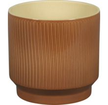 Pot de fleurs en céramique marron avec motif rainuré