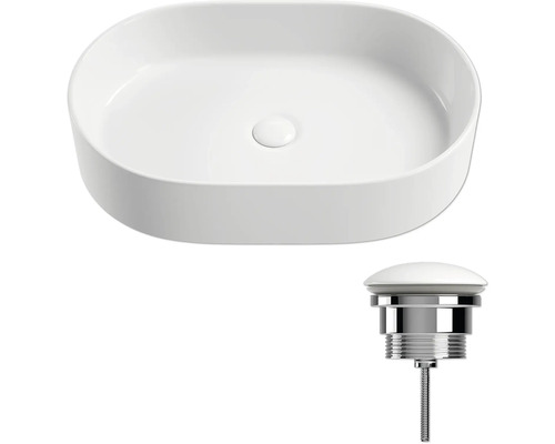 Vasque à poser avec garniture de vidange