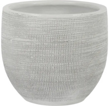 Pot de fleurs décoratif avec surface structurée.