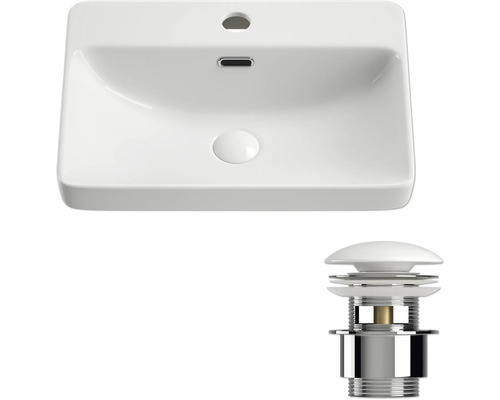 Lavabo en céramique avec garniture de vidange