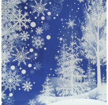 Winterlandschaft mit Schneeflocken und Tannenbäumen