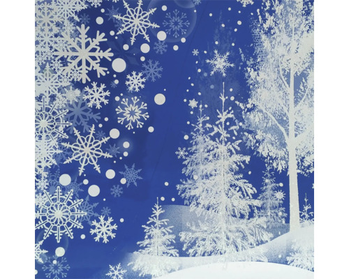 Winterlandschaft mit Schneeflocken und Tannenbäumen