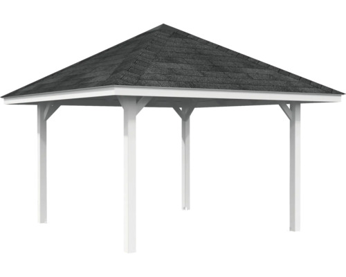 Pavillon tonnelle Palmako 300 x 300 mm blanc Pavillon avec toit en bardeau et poteaux blancs