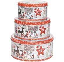 Ensemble décoratif de 3 boîtes de rangement en métal avec des motifs de Noël