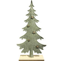 Dekorativer Weihnachtsbaum aus Filz mit Sternen auf Holzsockel
