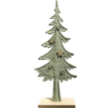 Dekorativer Tannenbaum aus Filz mit Sternen auf Holzsockel