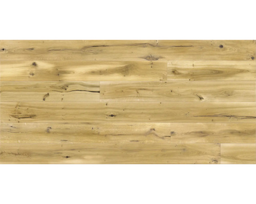 Holzboden aus Eiche mit Astlöchern und Rissen