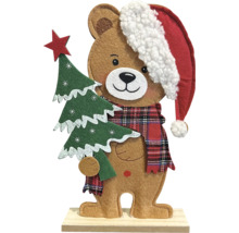 Dekoration Bär mit Weihnachtsbaum und Weihnachtsmütze