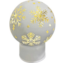 Boule lumineuse décorative avec flocons de neige dorés pour une ambiance festive