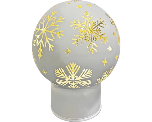 Boule lumineuse décorative avec flocons de neige dorés pour une ambiance festive
