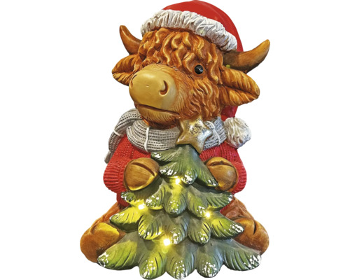 Figurine décorative de vache avec bonnet de Noël et sapin de Noël pour décorations festives