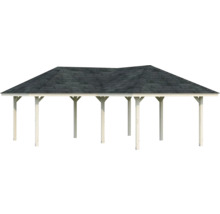 Pavillon autoportant avec toit et poteaux en bois