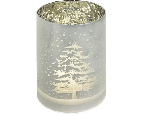 Photophore en verre avec motif de sapin de Noël