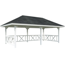 Tonnelle de jardin blanche avec toit sombre