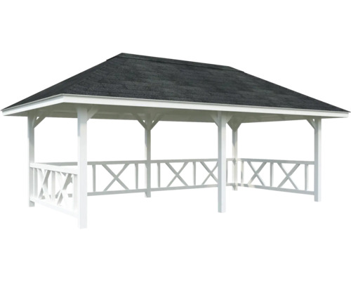 Tonnelle de jardin blanche avec toit sombre