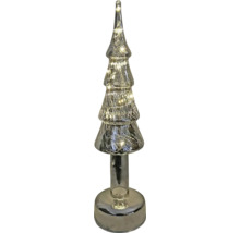 Sapin de Noël décoratif en verre avec éclairage intégré pour une ambiance festive
