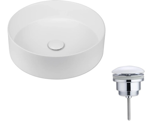 Vasque à poser avec garniture de vidange