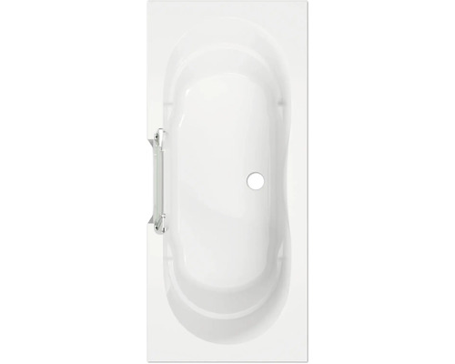 Aufnahme von oben einer Badewanne mit Duschabtrennung