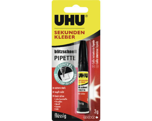 Colle instantanée UHU rapide Pipette 3 g