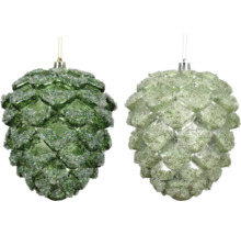 Deux boules de Noël en forme de pomme de pin