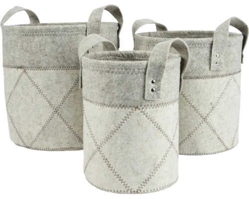 Filzkorb Ø 30x30 cm weiss Drei graue Filzkörbe mit Griffen