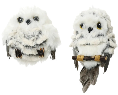 Deux figurines décoratives de hiboux à plumes