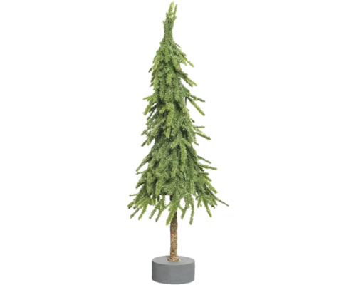 Dekorativer grüner Weihnachtsbaum mit grauem Sockel
