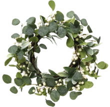 Couronne de porte décorative avec feuilles et baies