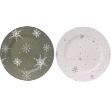 Deux assiettes plates avec motif de flocons de neige