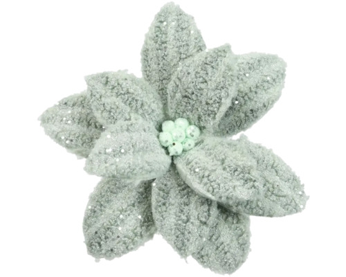 Weihnachtsdeko Stern aus Kunstfell 28x28x10 cm grün Dekorative Kunstblume mit glitzernden Akzenten